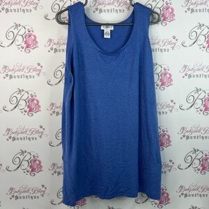 Avenue collection tank top shirt long style slits on side Vibrant Blue Tank Top